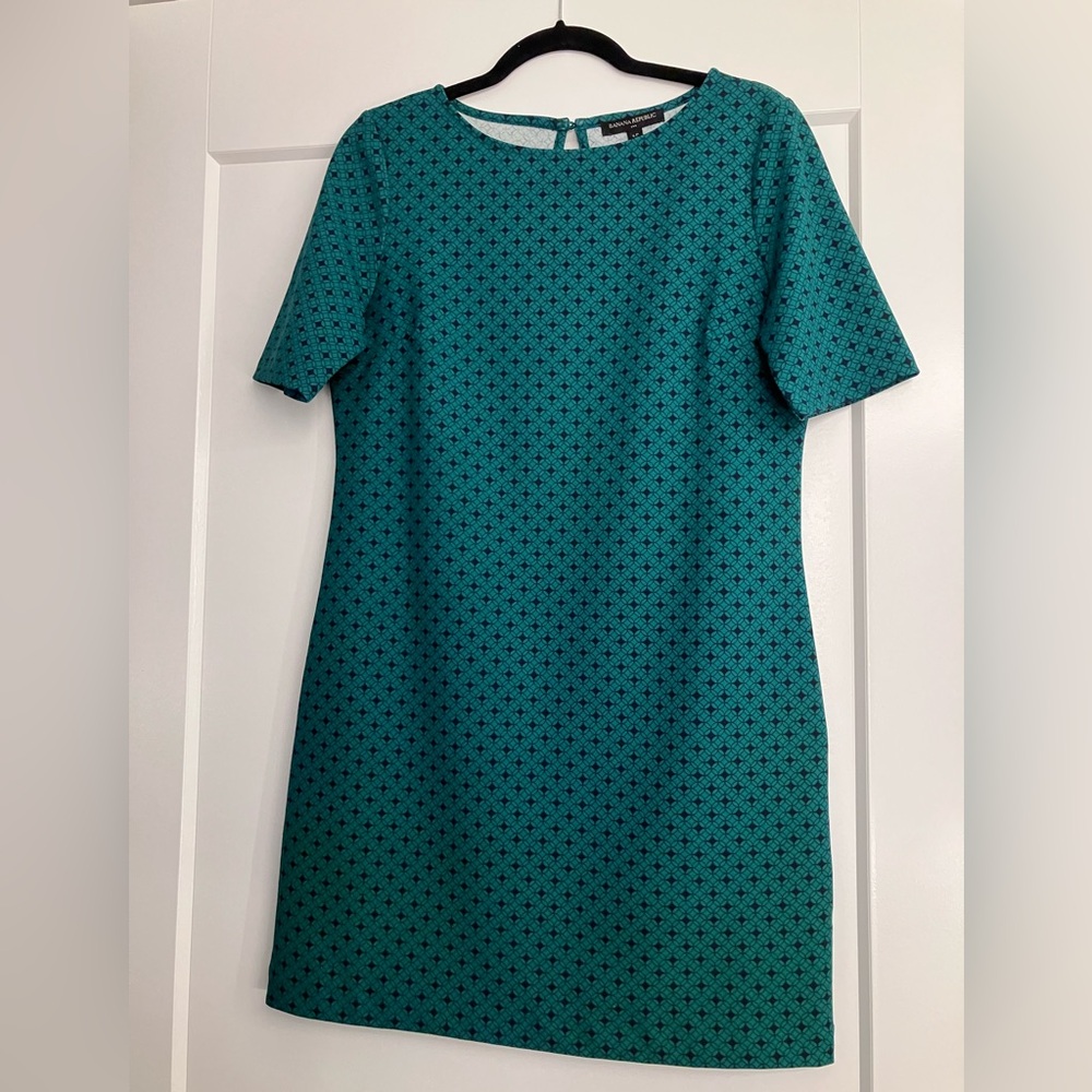 Chic Teal Patterned Banana Republic Dress - image 1
